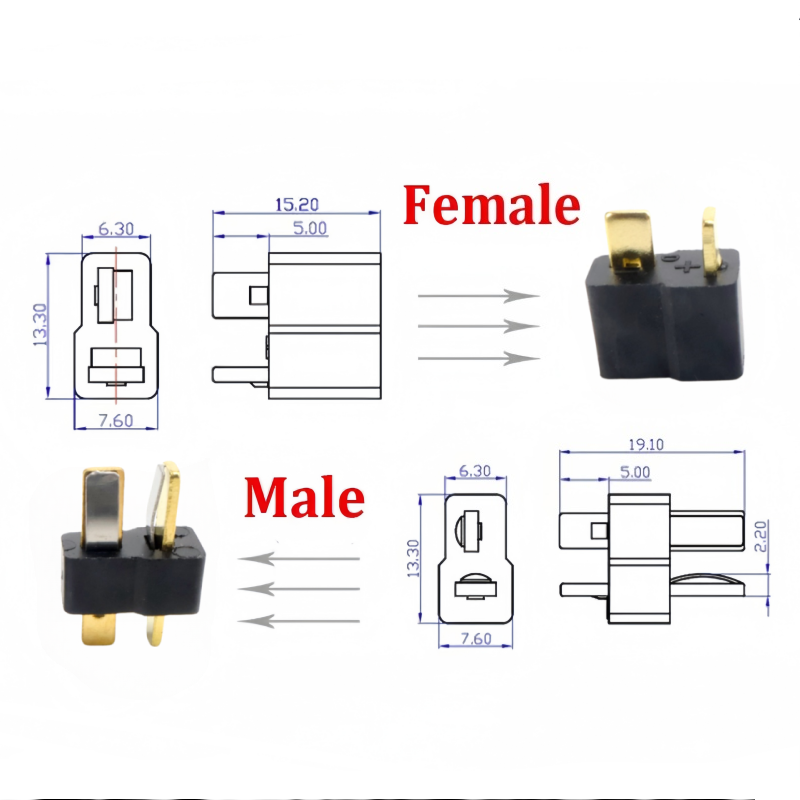 T Plug Male Female Connectors  - Drone Rc Not Connected recension och pris