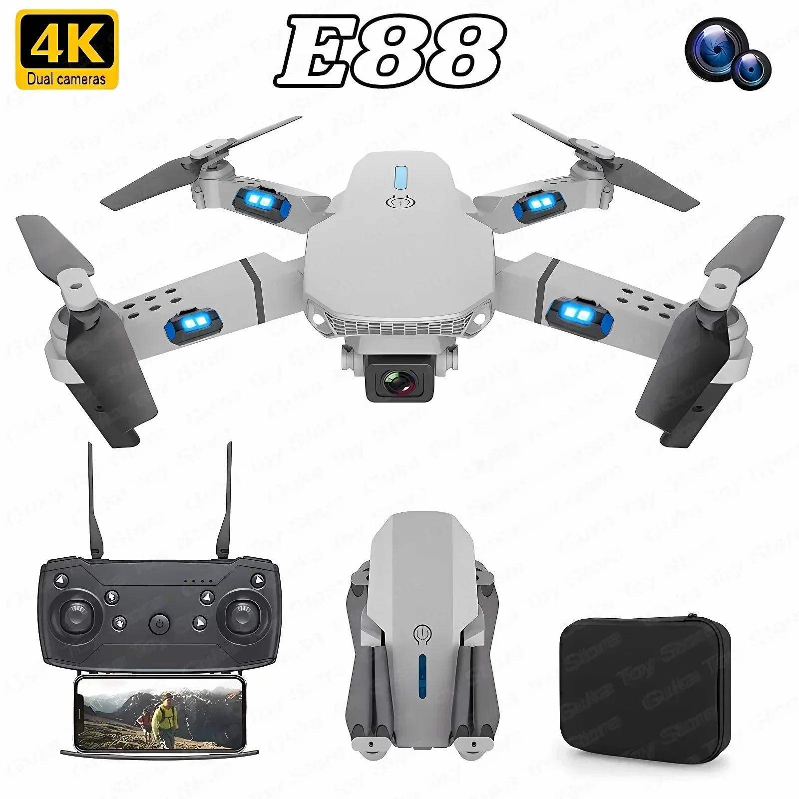 New E88 Pro Wifi Fpv Drone Wit - Drone Rc Not Connected recension och pris