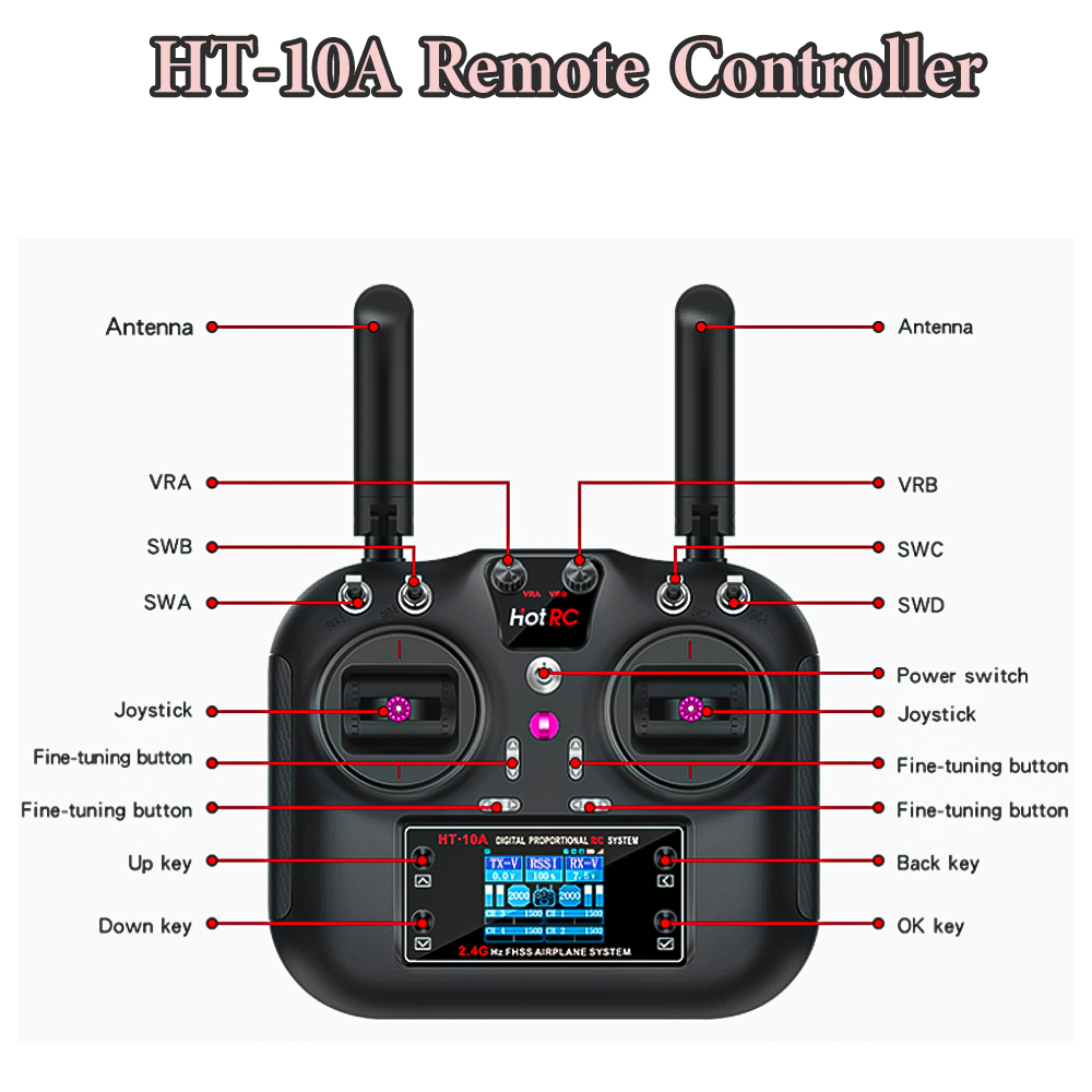 Hotrc HT-10A 2.4G 10CH Transmi - Drone Rc Transmitter And Receiver recension och pris